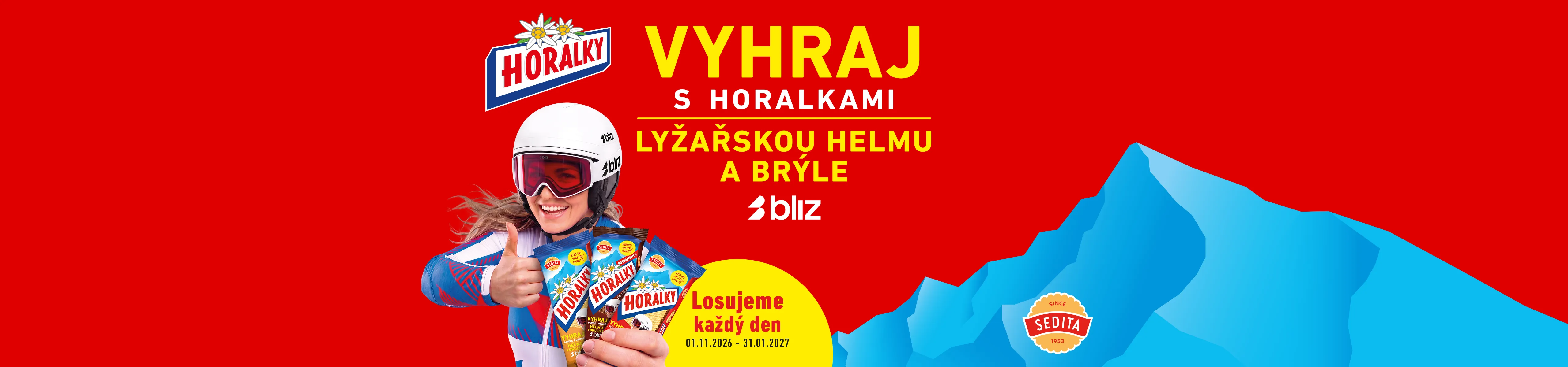 Vyhraj s Horalkami lyžařskou helmu a brýle Bliz. Losujeme každý den, 1. 11. 2026 – 31. 1. 2027.